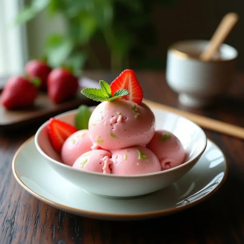Helado de Wasabi y Fresa: Postre Japonés Atrevido y Crema Sin Lácteos