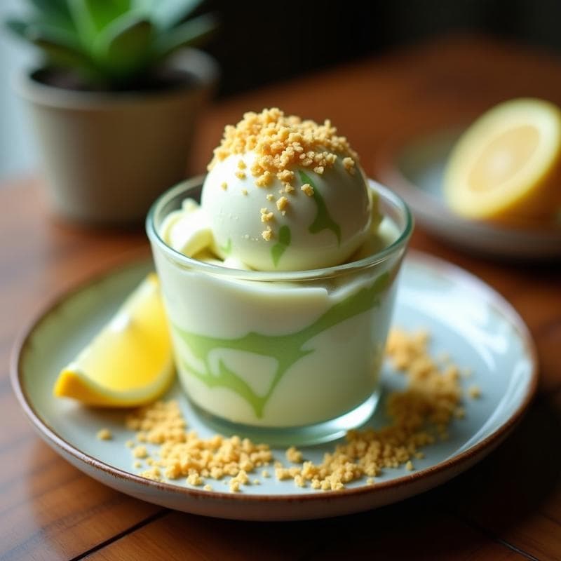 Helado de Wasabi y Limón con Crujiente de Galleta de Miso: Postre Japonés Sorprendente