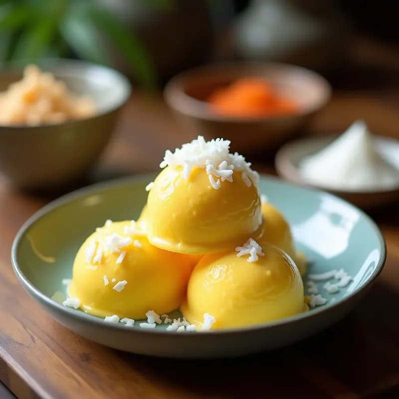 Helado de Wasabi y Mango con Topping de Coco Rallado: Postre Atrevido y Picante