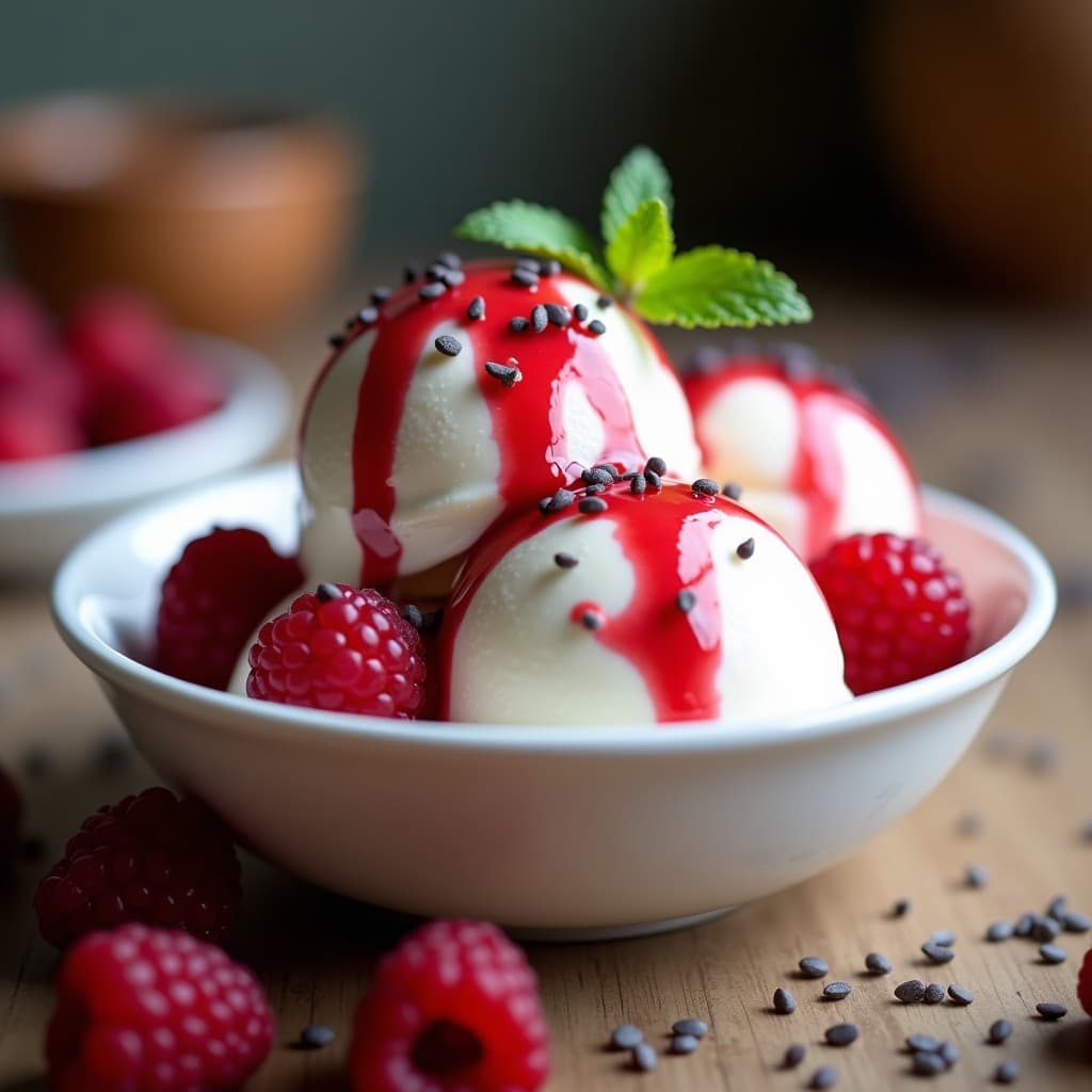 Helado de Yogur Griego con Mermelada de Frambuesa y Semillas de Chía: Postre Bueno para el Colon