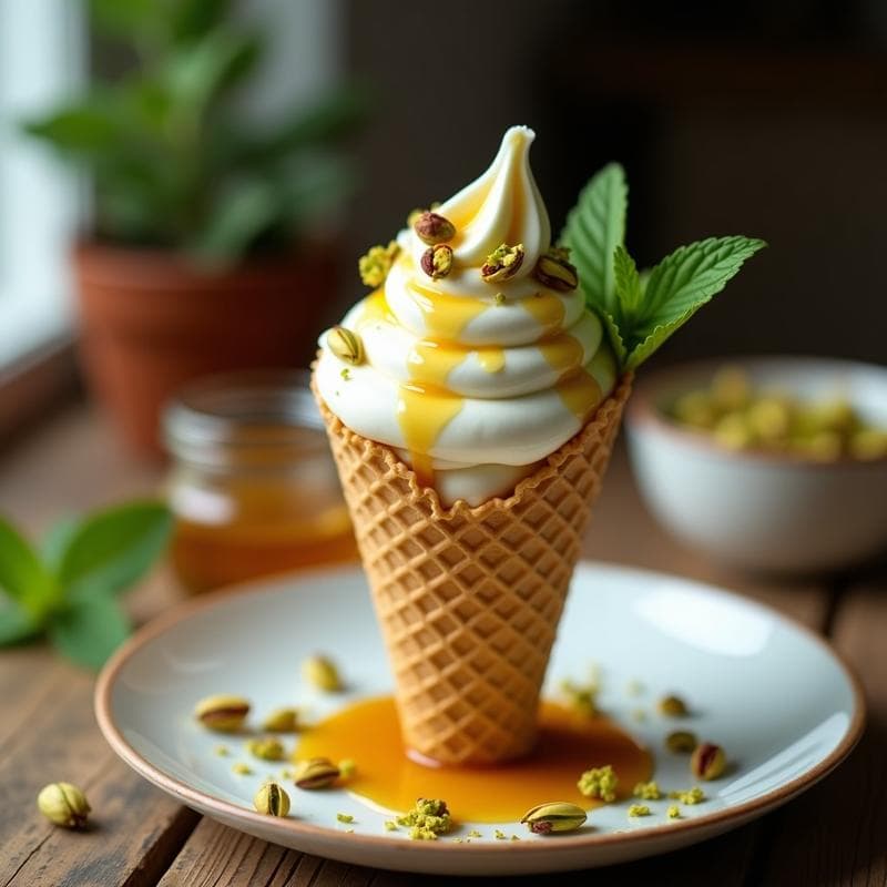 Helado de Yogur Griego con Miel y Pistachos: Postre Keto en 3 Ingredientes