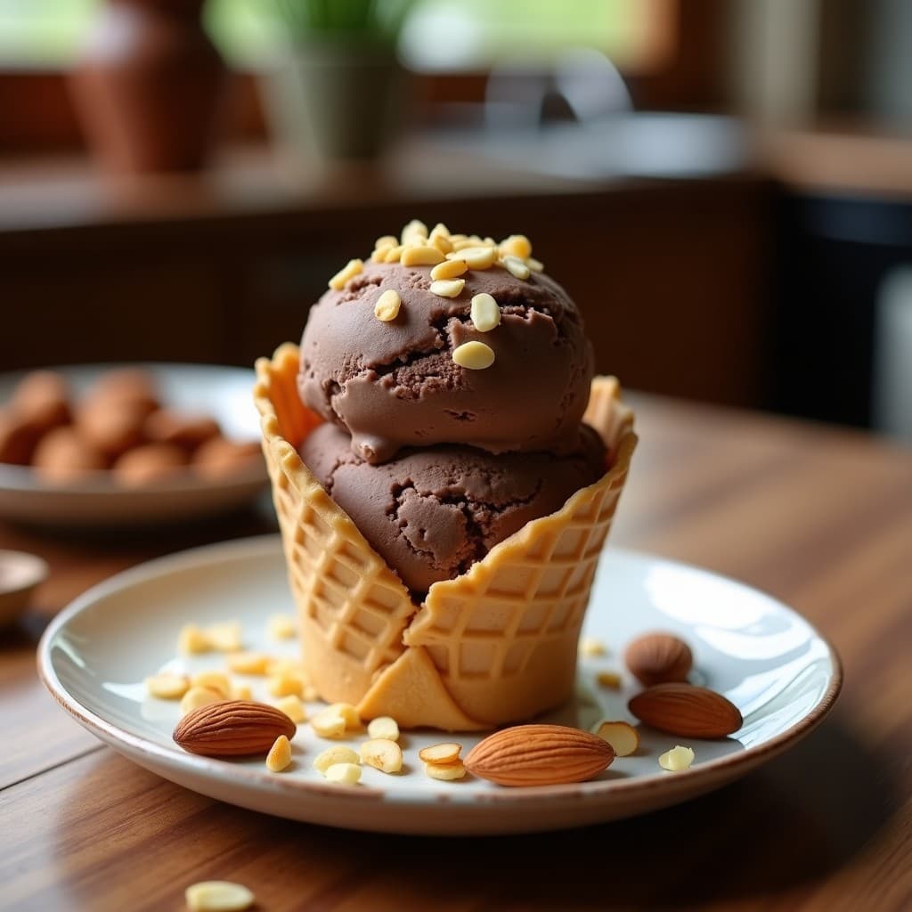 Helado de Zarzaparrilla y Almendras Tostadas: Postre Argentino Sin Lácteos