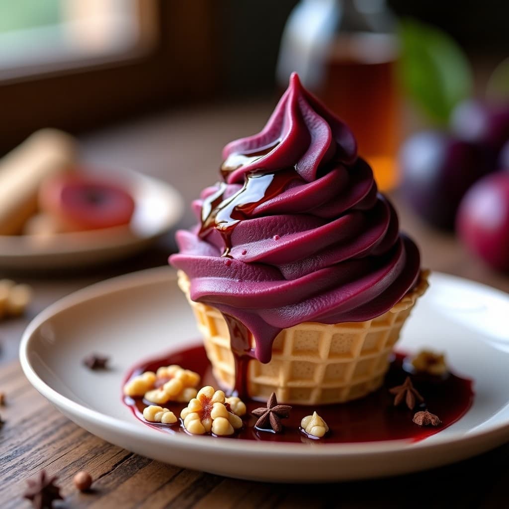 Helado de Zsugo de Ciruela y Vinagre Balsámico: Postre Húngaro Sin Azúcar y Gourmet