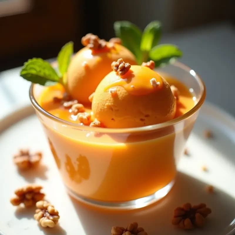 Helado de Zumo de Zanahoria y Jengibre con Trozos de Nueces: Postre Detox y Crema Sin Lácteos
