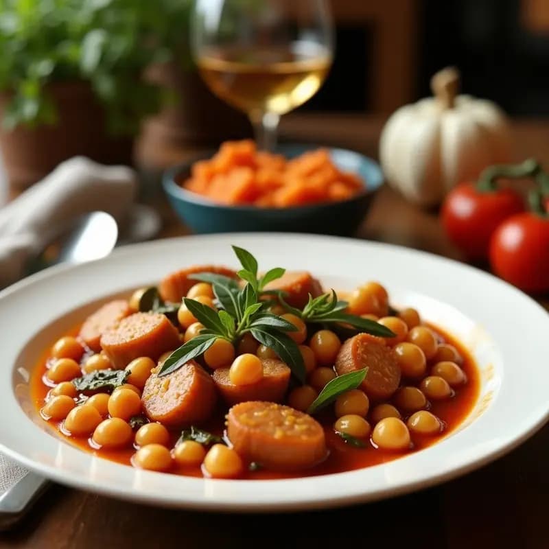 Hervido de Garbanzos y Morcilla con Verduras: Cocido Madrileño Express