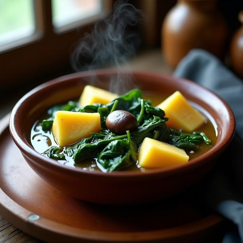 Hervido de Yuca y Espinacas con Ajo Negro: Receta Cubana Vegana
