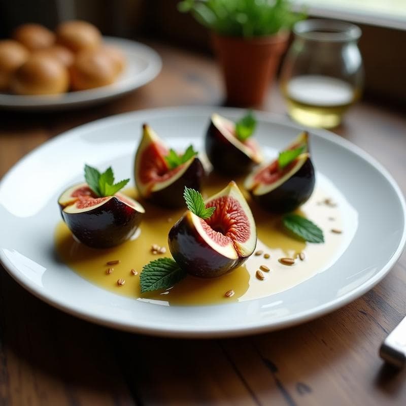 Aperitivo de Higos Asados con Queso de Almendras y Vinagreta de Vinagre de Sidra: Receta Sin Lactosa