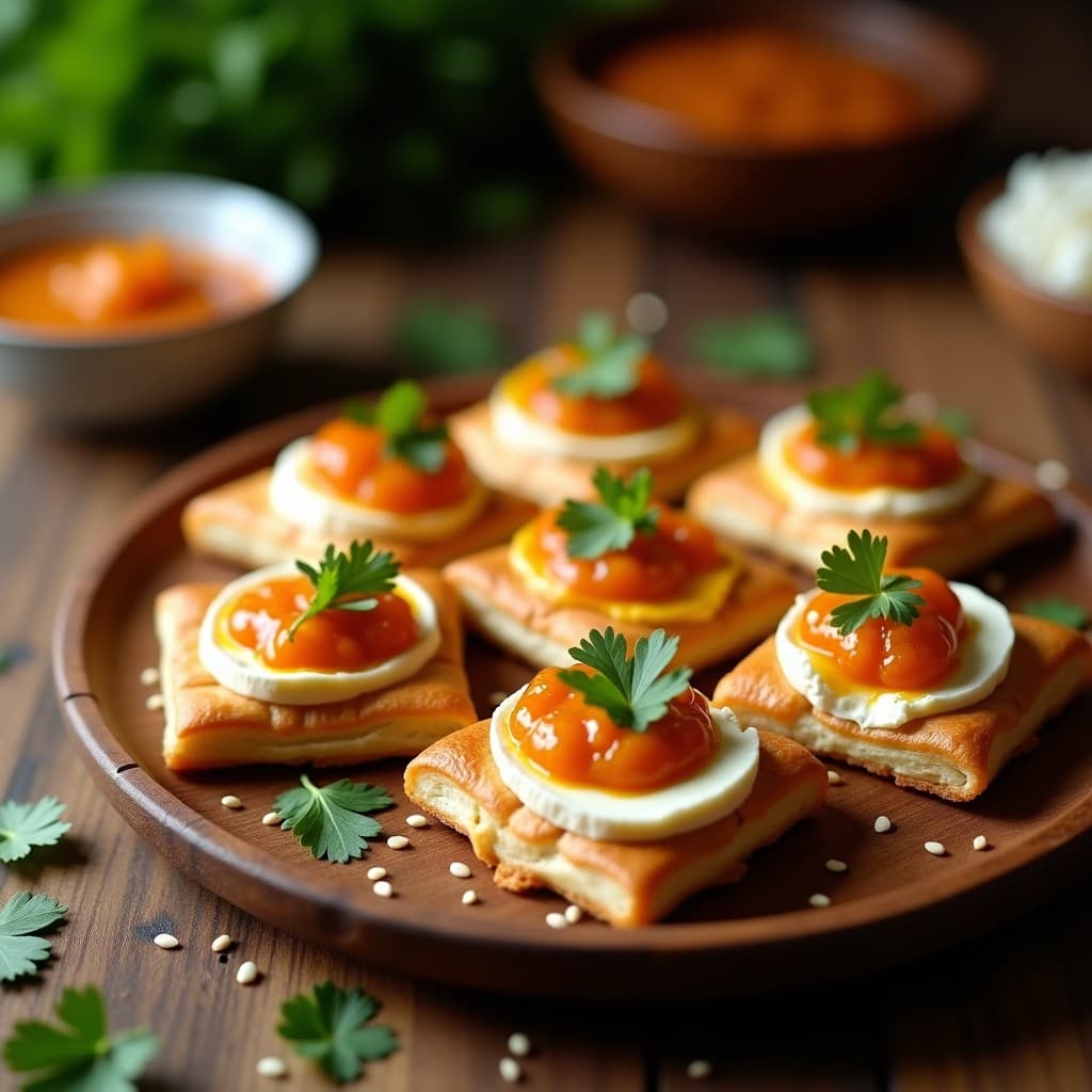 Hojaldres de Chutney de Tamarindo y Queso de Cabra: Aperitivo Indo-Francés en 20 Minutos