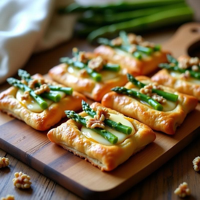 Hojaldres de Espárragos Verdes y Queso Brie: Receta Francesa en 20 Minutos con masa comprada
