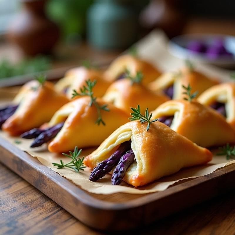 Hojaldres de Espárragos Violados con Queso de Anacardos: Receta Sin Lácteos en Thermomix