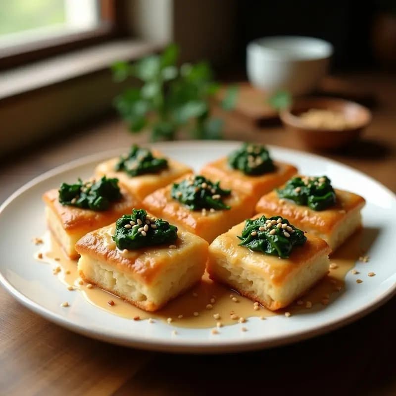 Hojaldres de Espinaca y Tofu Sedoso con Salsa de Sésamo: Entrante Chino Vegano y Crujiente
