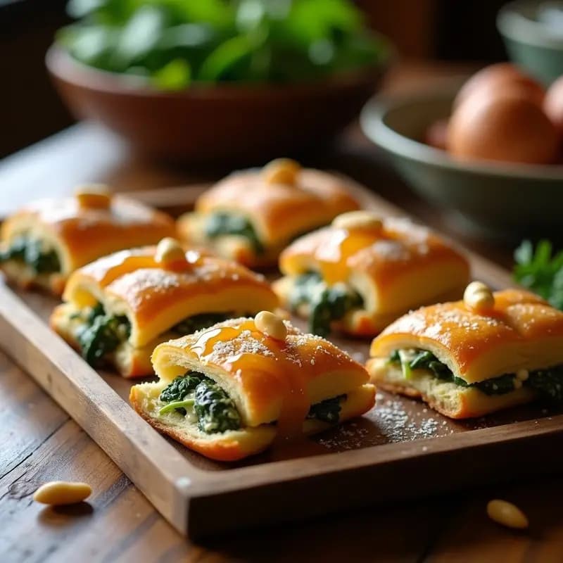 Hojaldres de Espinacas y Queso de Cabra con Reducción de Miel de Romero: Receta Griega para Tupper