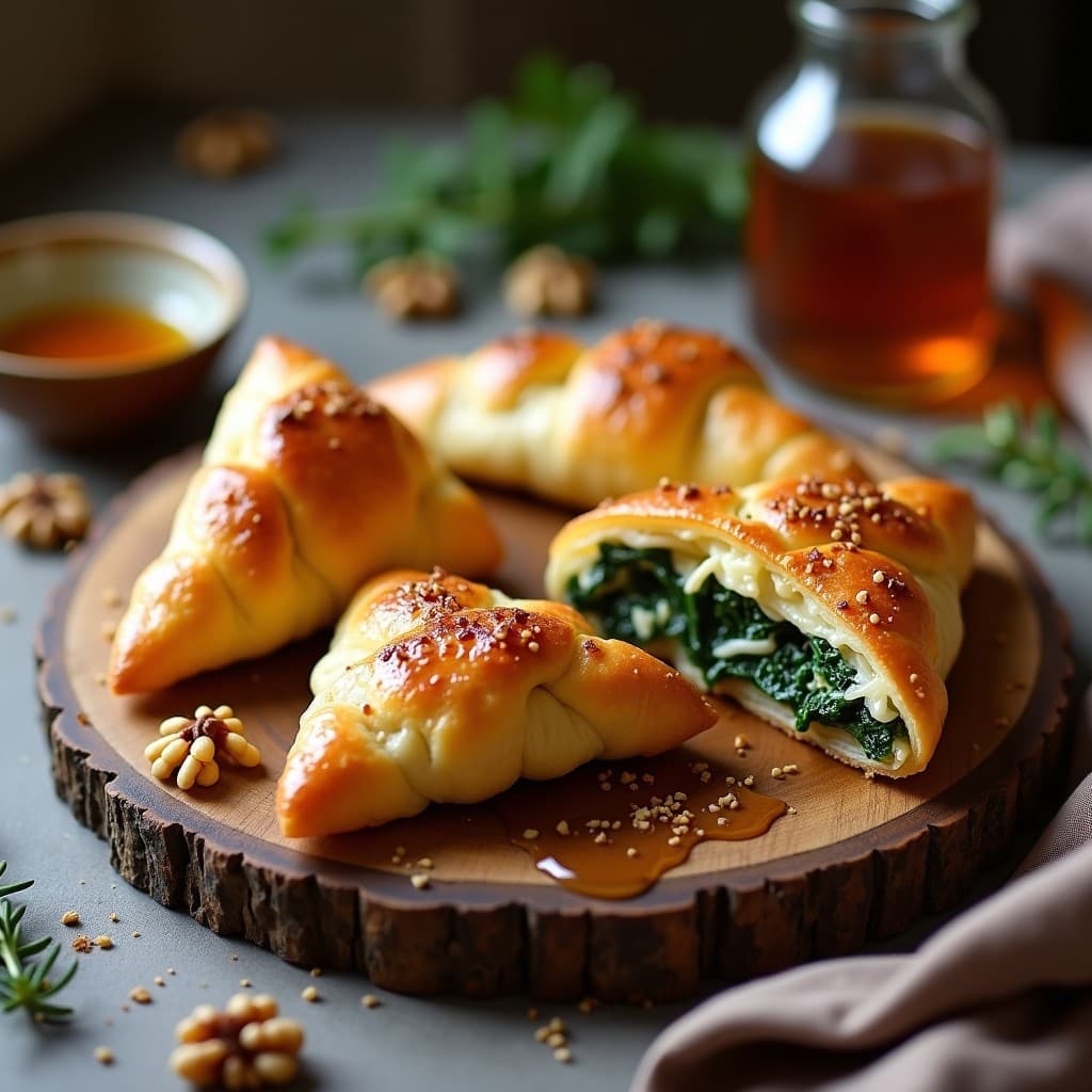 Hojaldres de Espinacas y Queso de Oveja con Miel de Trufa: Receta Francesa en Airfryer