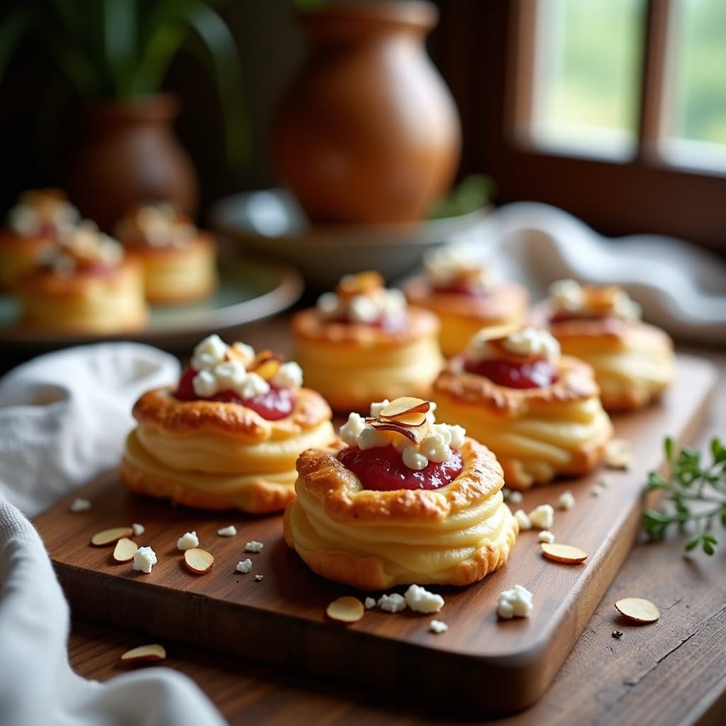 Hojaldres integrales con Compota de Higo Chumbo y Queso de Cabra: Receta Francesa Gourmet