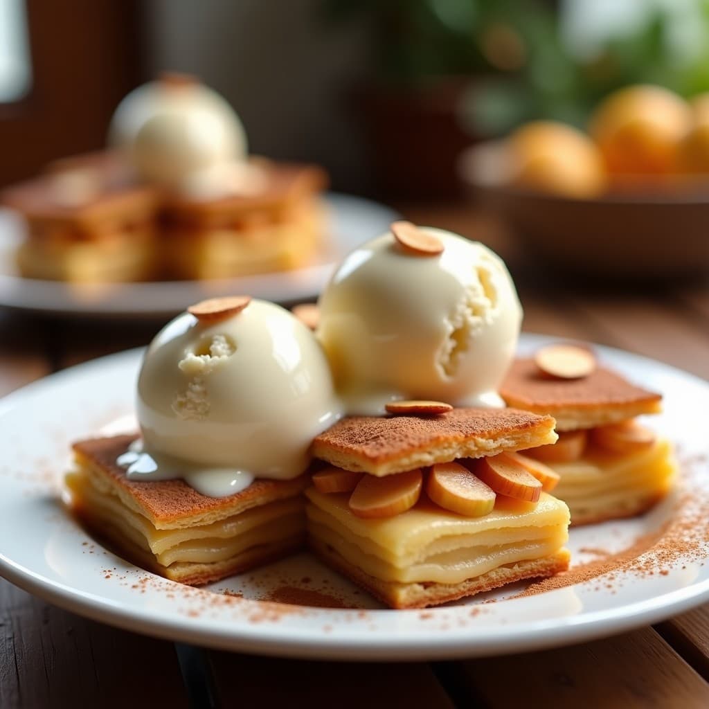 Hojaldres de Manzana y Canela con Helado de Vainilla: Postre Francés en Airfryer Sin Mantequilla