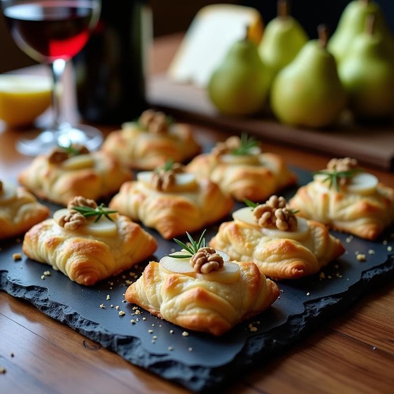 Hojaldres de Queso Azul y Peras al Vino Tinto: Aperitivo Francés en Thermomix