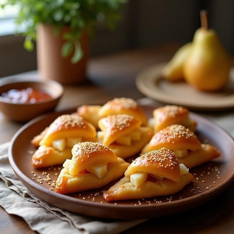 Hojaldres Rellenos de Queso de Búfala y Pera: Receta Italiana en Airfryer con Mermelada de Higos