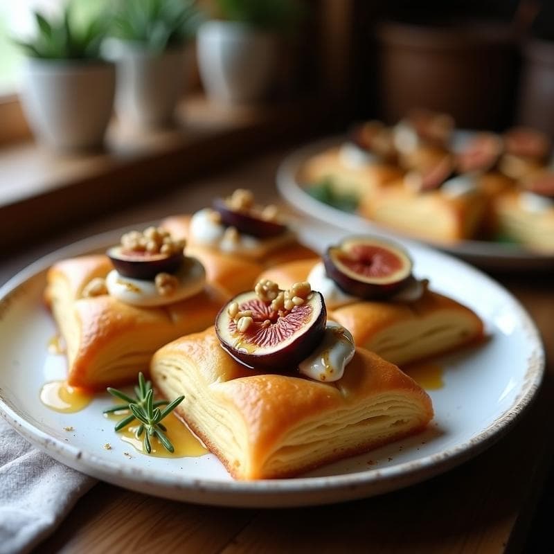 Hojaldres de Queso de Cabra y Higos: Receta Francesa en Airfryer con Miel de Lavanda