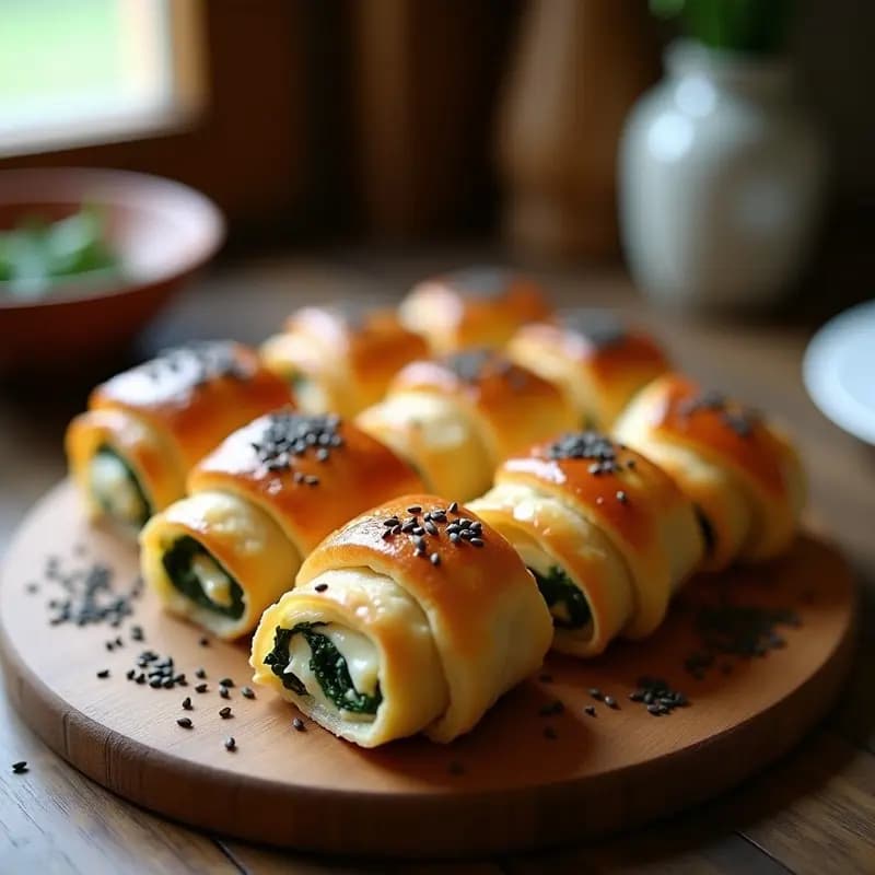Hojaldres de Queso Feta y Espinacas con Semillas de Amapola: Receta Griega en Airfryer