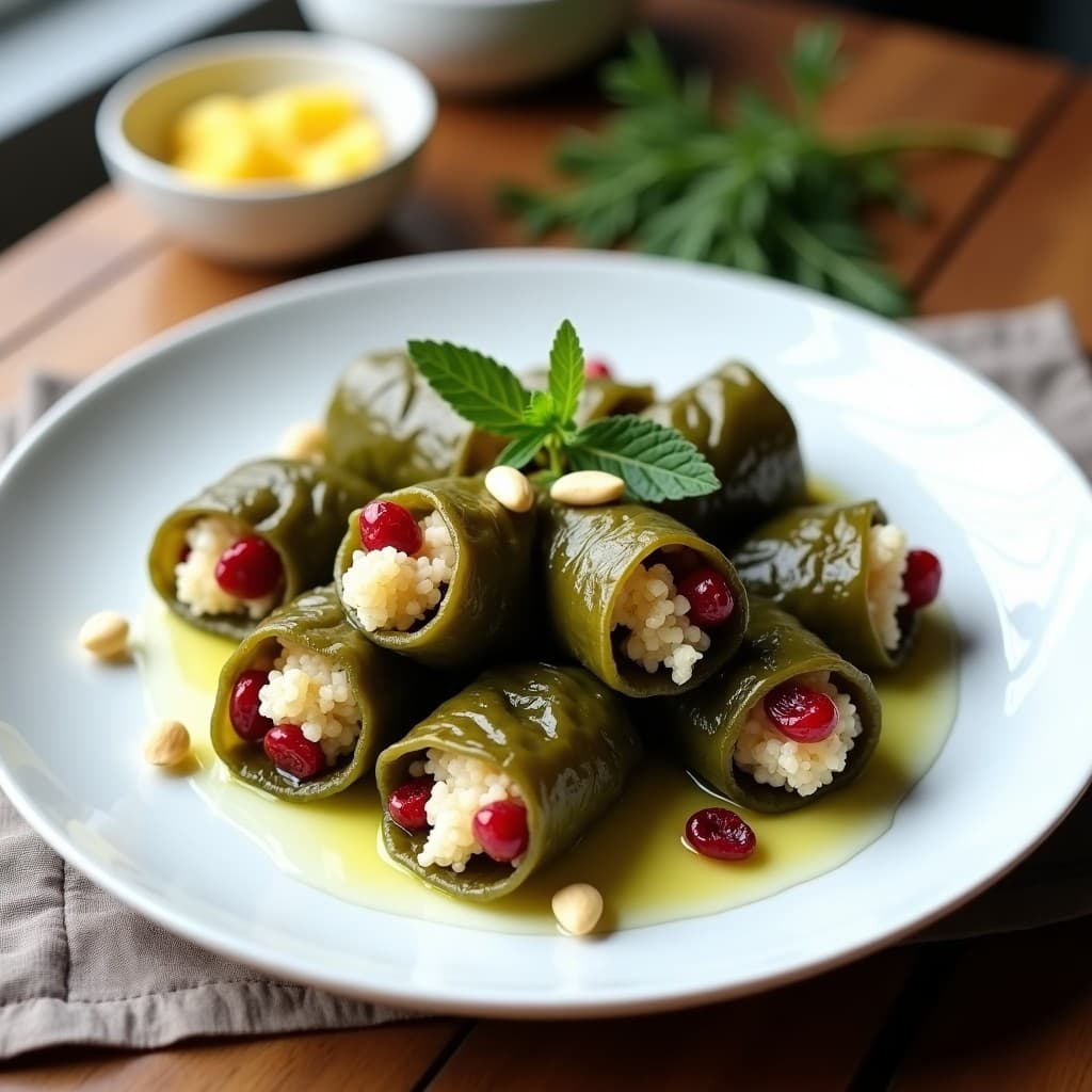 Hojas de Parra Rellenas de Quinoa y Arándanos Rojos: Receta Griega Vegana en Olla Express