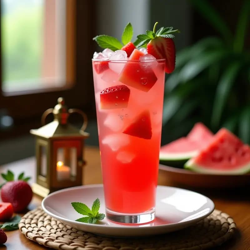 Hookah de Frutas con Sandía y Fresas: Bebida Árabe Refrescante Sin Alcohol