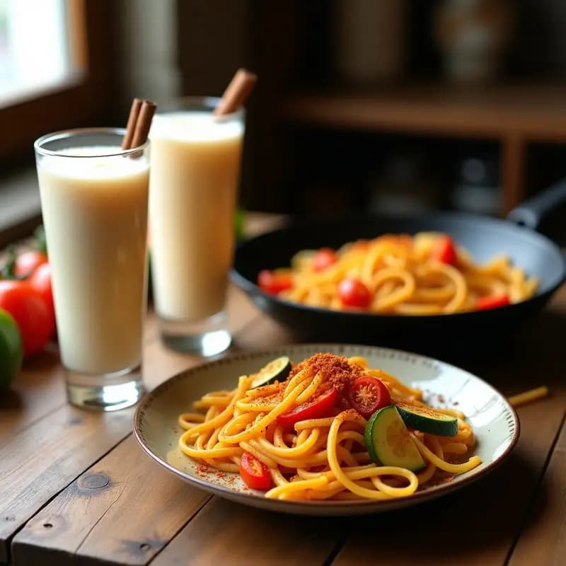Horchata de Chufa con Fideuá de Verduras: Bebida y Plato Valenciano