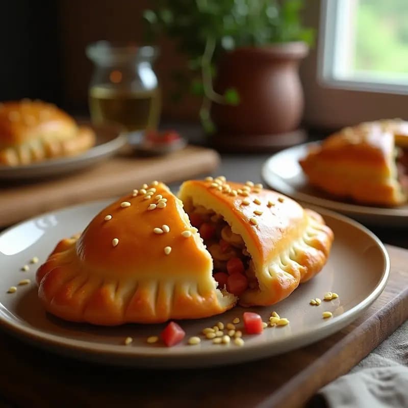 Hornazo Soria: Empanada de Hojaldre Rellena de Chorizo y Jamón para Llevar