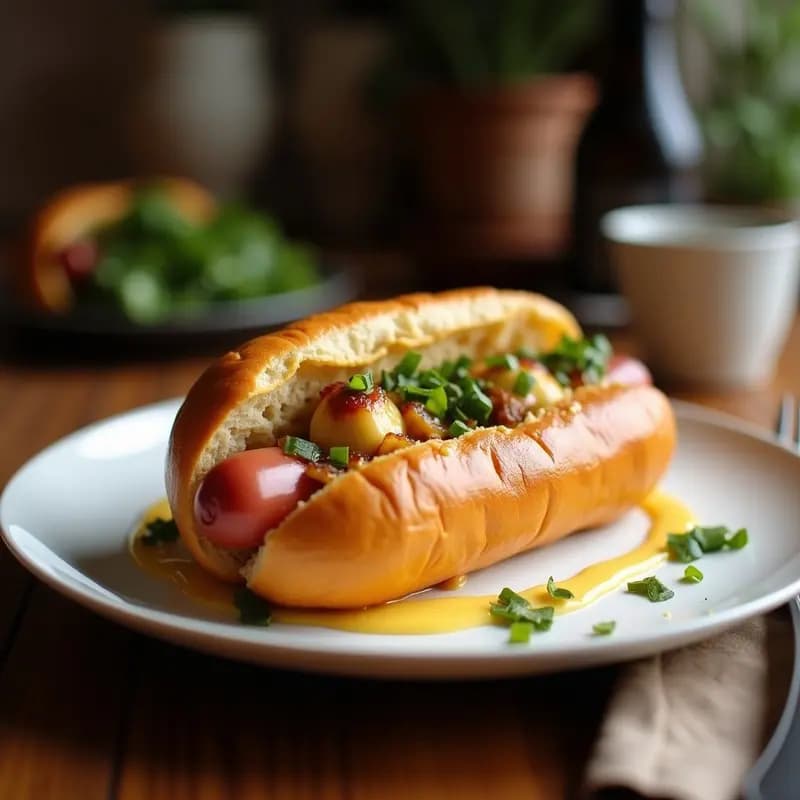 Hot Dog con Pan de Brioche, Foie Gras y Cebolla Crujiente: Versión Luxe