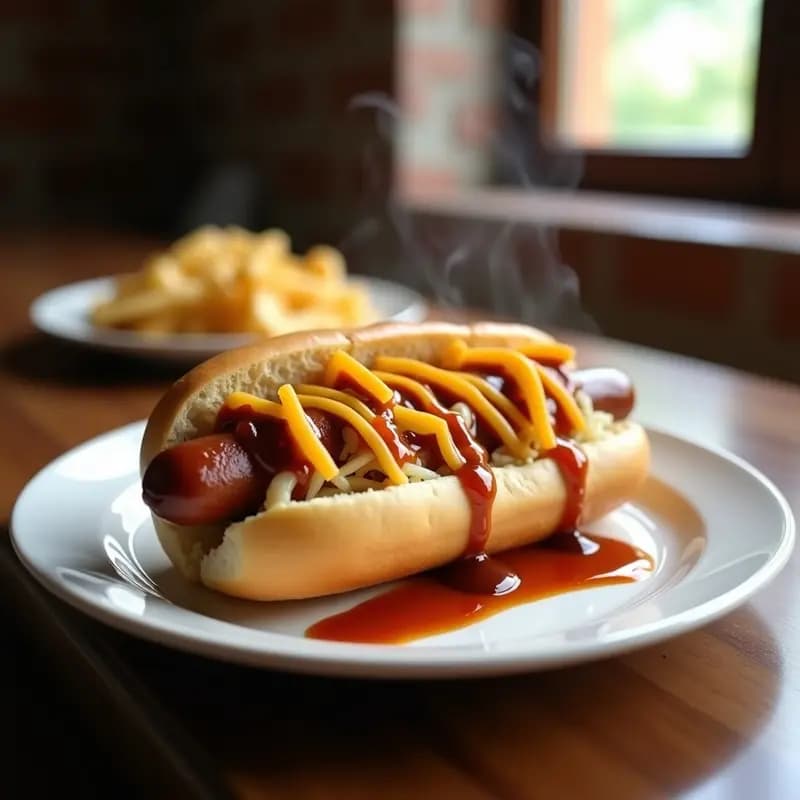Hot Dog con Chucrut, Queso Cheddar y Salsa de Barbacoa: Receta Americana Clásica pero Extrema