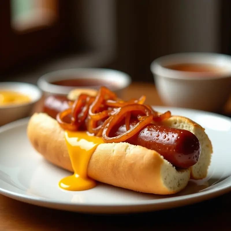 Hot Dog de Salchicha Frankfurt con Pan de Molde Tostado, Queso Cheddar y Mermelada de Durazno: Receta Dulce-Salada Adictiva