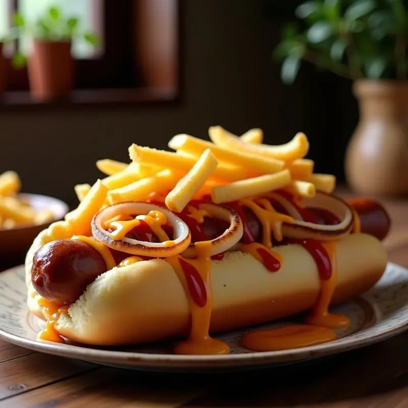 Hot Dog Gigante con Salchichas de Frankfurt, Queso Fundido y Patatas Fritas: Receta para Comer como un Campeón