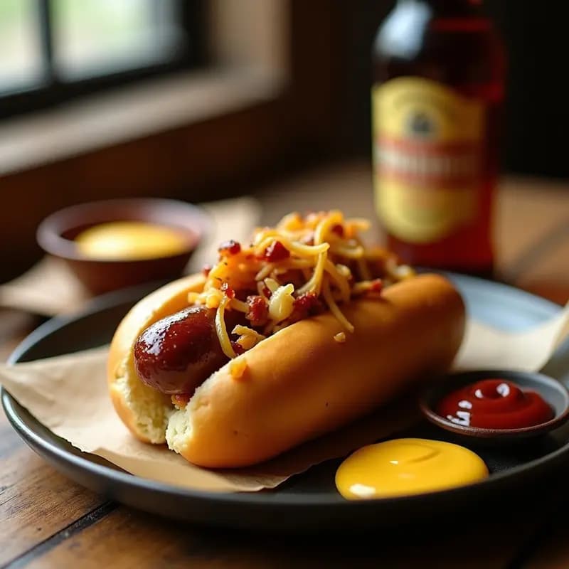Hot Dogs con Pan de Brioche, Salchicha Bratwurst, Sauerkraut y Queso Fundido: Estilo Alemán-Americano