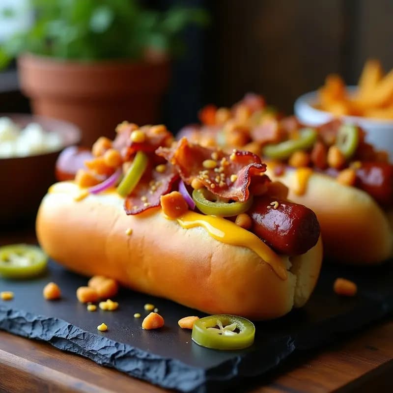 Hot Dogs con Pan de Brioche y Toppings de Queso Nacho y Jalapeños en Escabeche: Versión Extrema