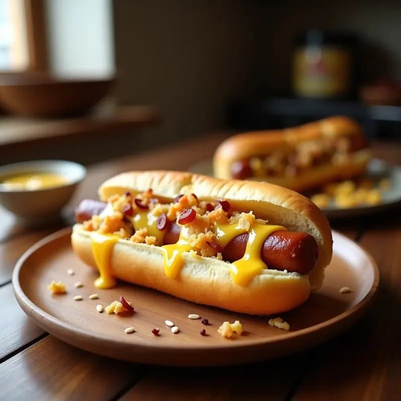 Hot Dogs con Chucrut y Queso Fundido en Pan de Brioche: El Clásico Alemán que Amarás