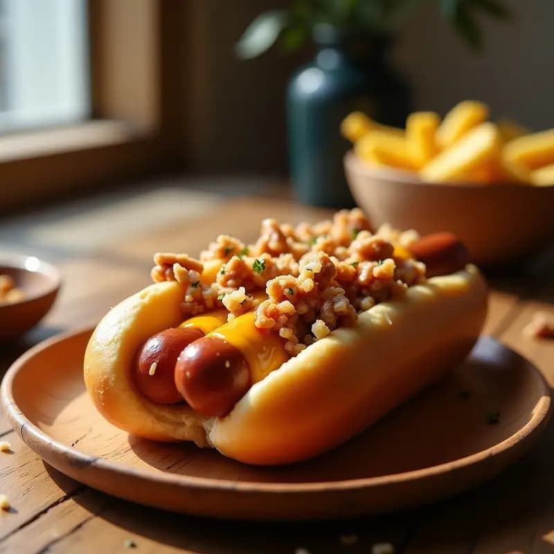 Hot Dogs con Pan de Donut Glaseado y Toppings de Caramelo y Nueces: Dulce y Salado en un Solo Bocado
