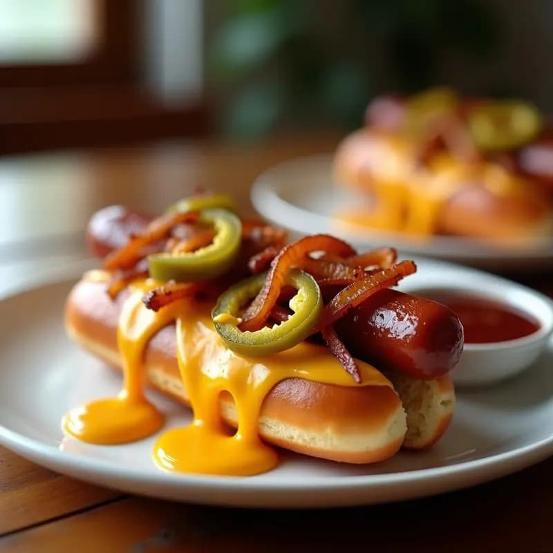 Hot Dogs con Pan de Donut y Toppings de Queso Nacho y Jalapeños: Receta de Perro Caliente Gourmet