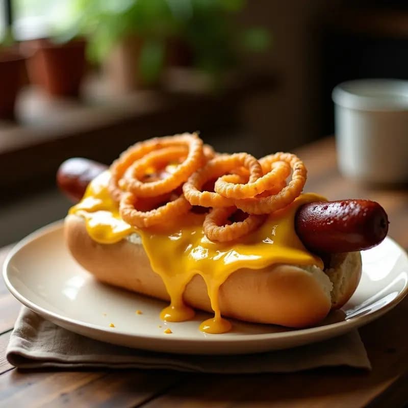 Hot Dogs con Queso Fundido, Cebolla Crujiente y Mostaza de Miel: Receta Clásica con Toque Gourmet
