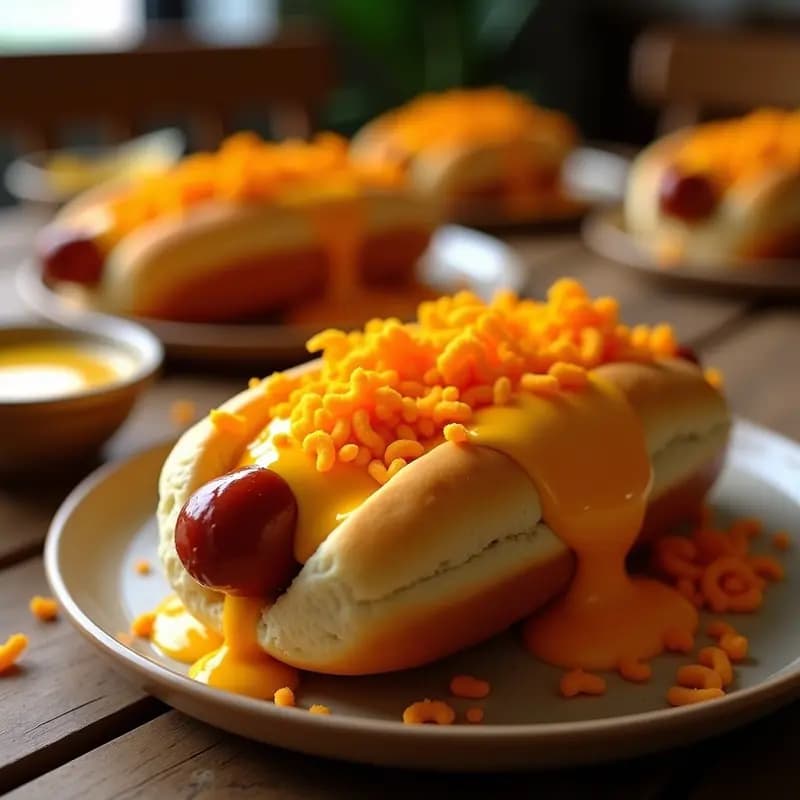 Hot Dogs Bañados en Queso Líquido y Espolvoreados con Cheetos: El Snack Más Crujiente