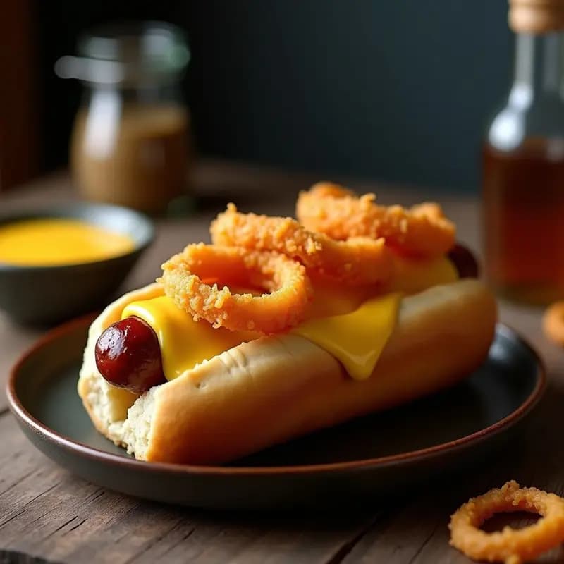 Hot Dogs de Salchicha Bratwurst con Queso Fundido, Cebolla Frita y Mostaza de Miel: Receta Alemana Reinventada