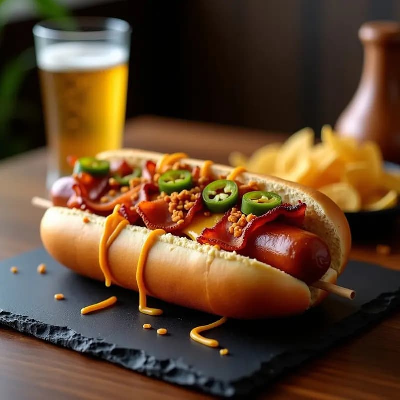 Hot Dogs de Salchicha Gigante con Pan de Brioche y Toppings de Lujo: Receta para un Bocado Épico
