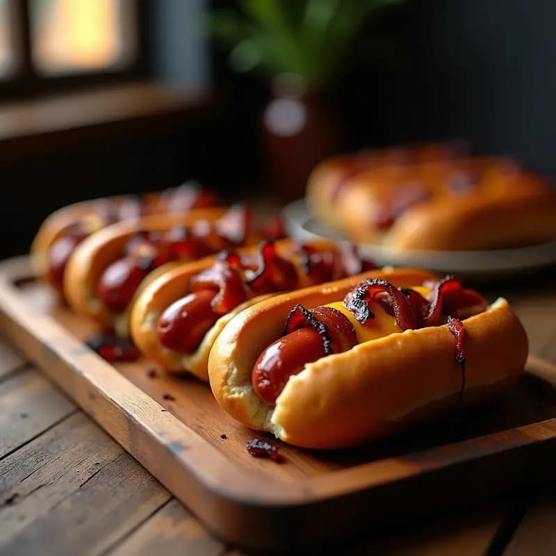 Hot Dogs Wrapped en Tocino con Queso Americano y Cebolla Caramelizada: Receta Clásica Reinventada