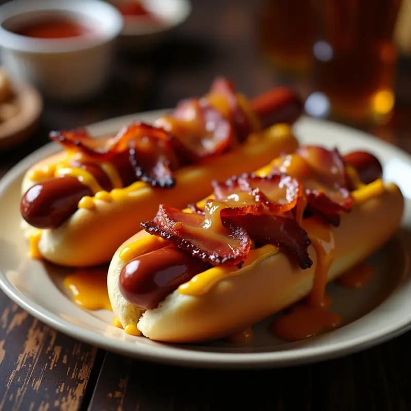 Hot Dogs Wrapped con Tocino y Queso Cheddar: Receta Americana de Alto Contenido Graso