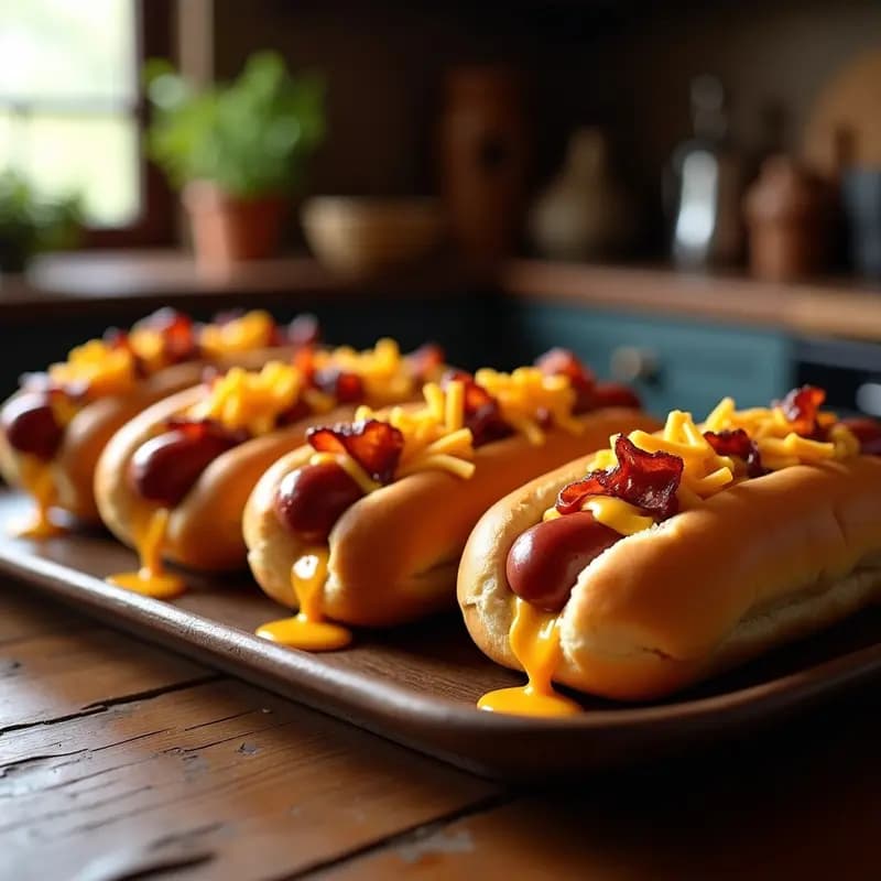 Hot Dogs con Wrap de Bacon y Queso Fundido: Versión Gourmet de un Clásico