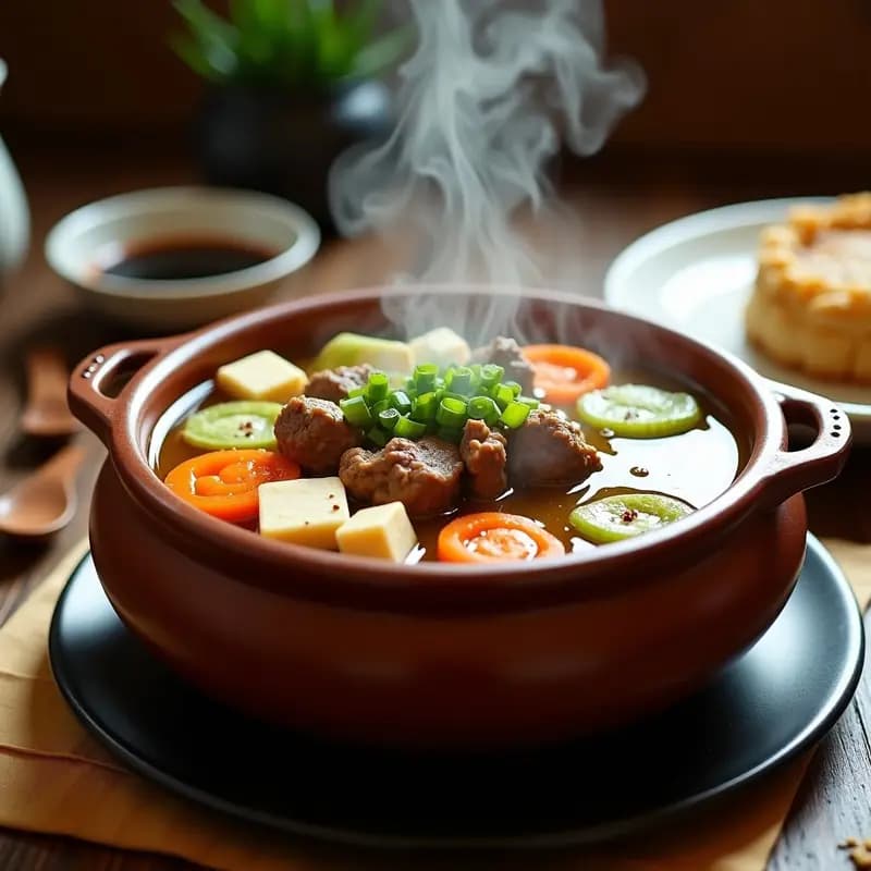 Hot Pot Chino de Cordero y Verduras: Receta en Olla Exprés con Caldo de Huesos