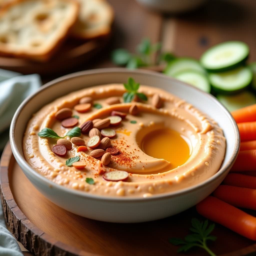 Hoummus de Remolacha Dorada y Almendras: Dip Vegano Sin Tahini y Ultra Cremoso