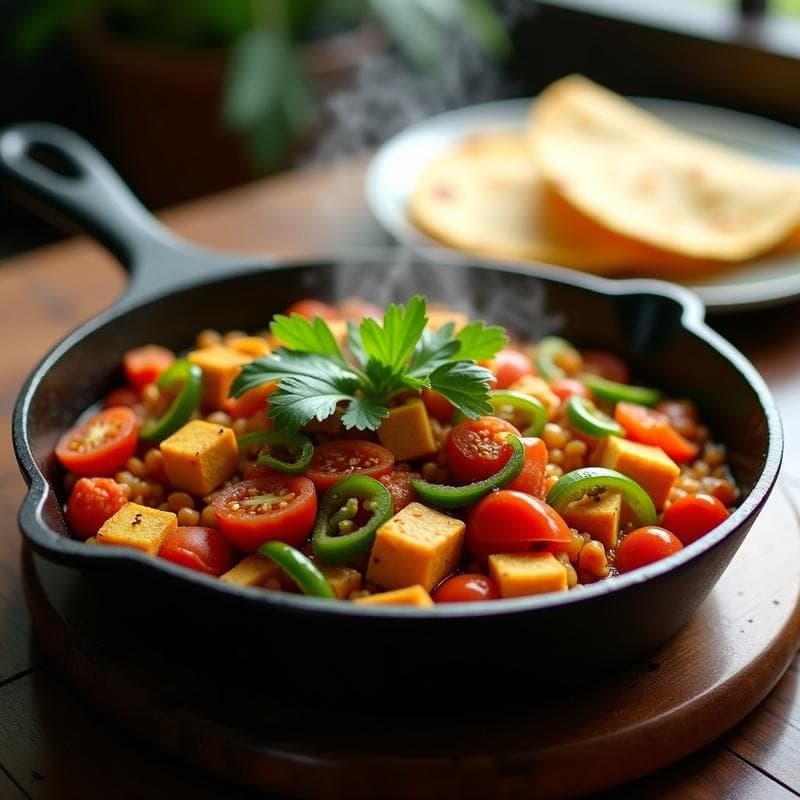 Hueuritos a la Mexicana con Espirulina: Desayuno Vegano y Alta en Hierro en Sartén