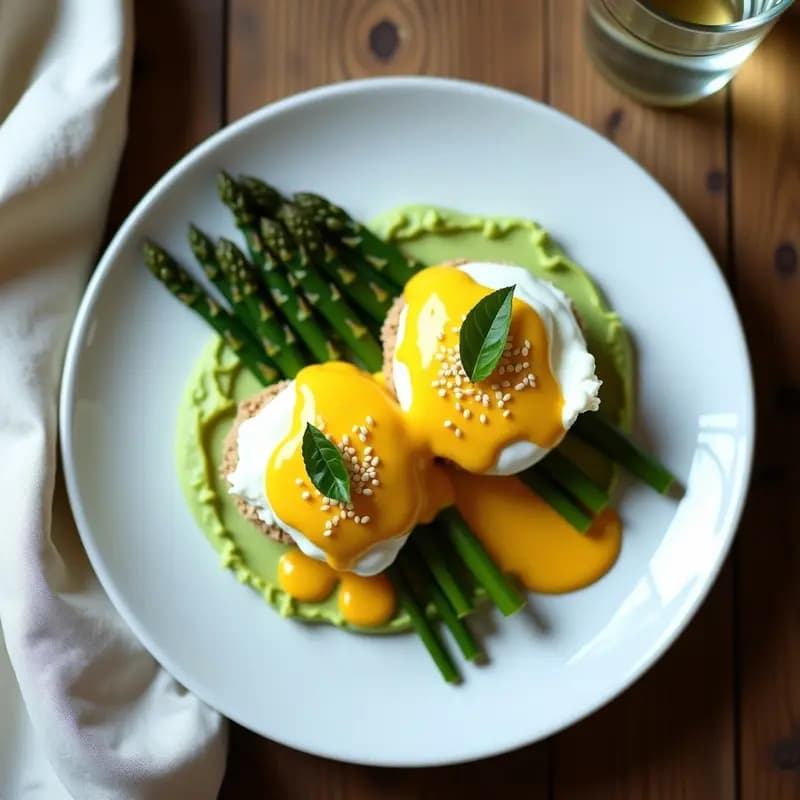 Huevos Benedictinos con Aguacate y Espárragos: Desayuno Francés Keto y Sin Lactosa