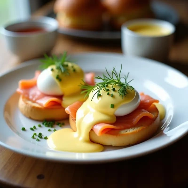 Huevos Benedictinos con Salmón Ahumado: Desayuno Inglés con Salsa Holandes