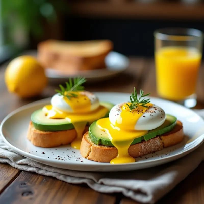 Huevos Benedictinos con Aguacate y Salsa Hollandesa de Limón: Brunch Gourmet en 15 Minutos