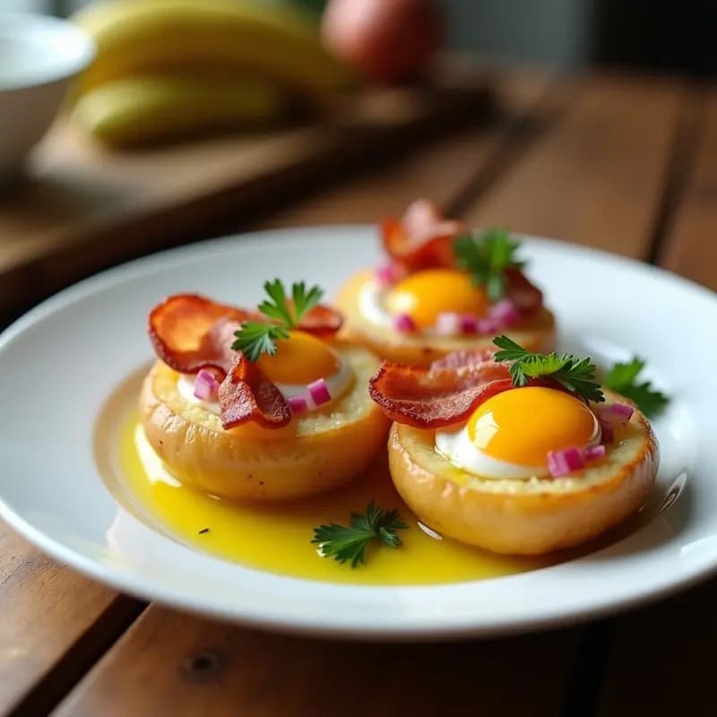 Huevos de Codorniz en Nido de Patata: Desayuno Creativo con Tocino Crujiente